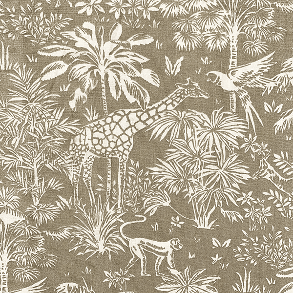 Tela de algodón de gacelas y jirafas en la selva
